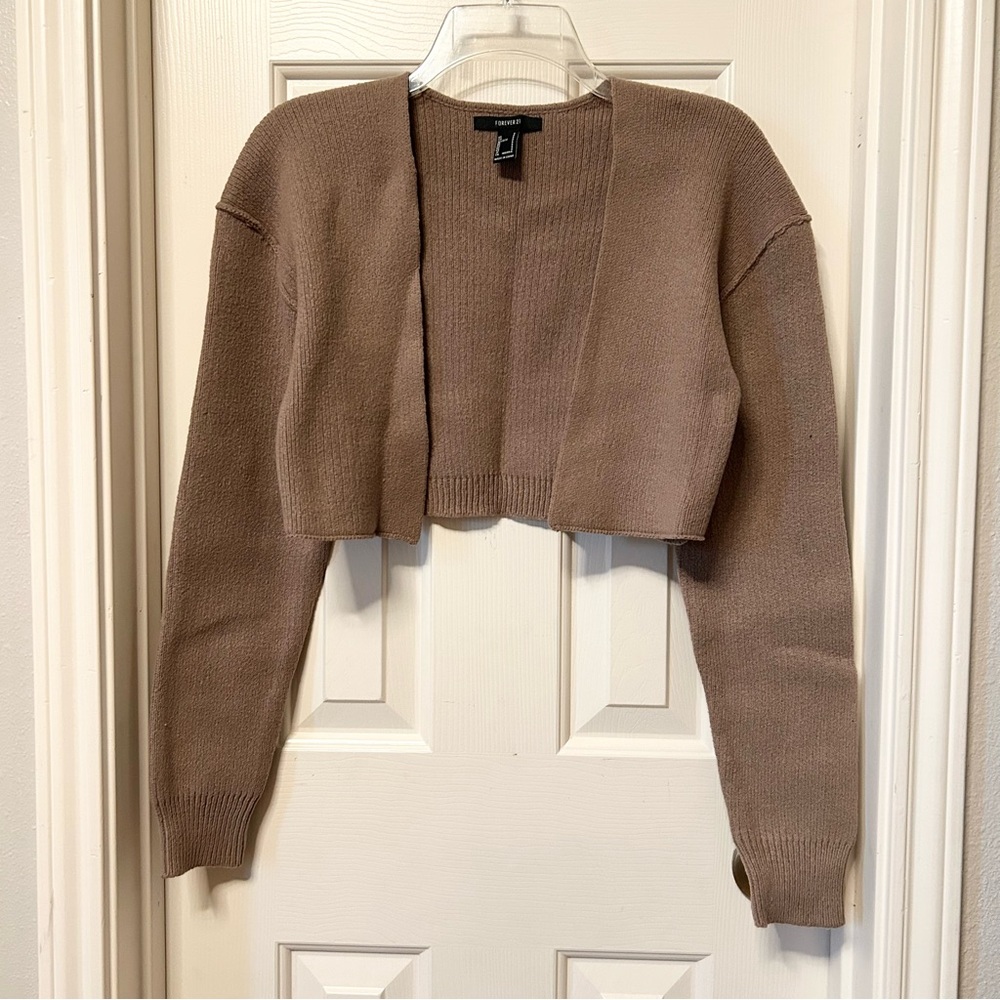 NWOT Forever 21 Brown Cropped Cardigan